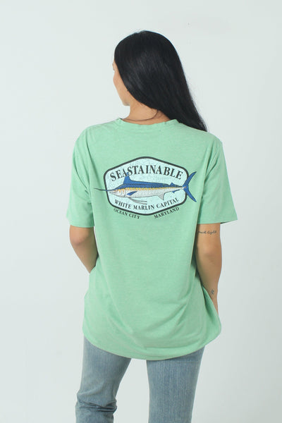 QSSS/SEASTA Unisex H IRISH GREEN / XS Seastainable White Marlin Recycled Short Sleeve Tee