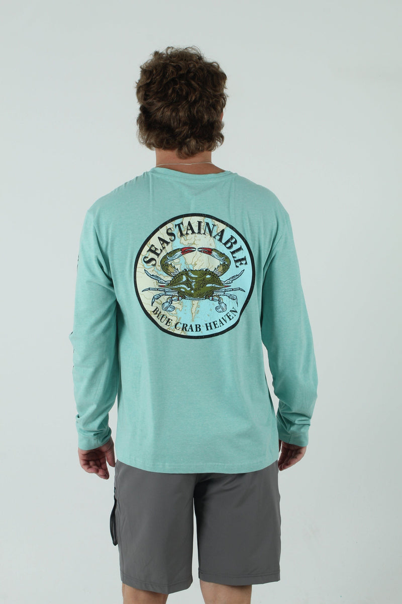 QSSS/SEASTA Unisex H TIDAL BLUE / XS Seastainable Blue Crab Long Sleeve Pocket Tee