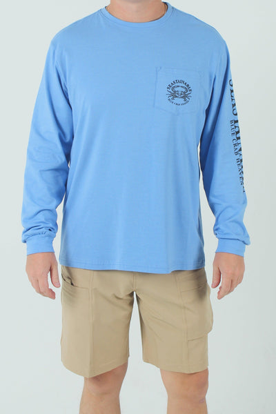 QSSS/SEASTA Unisex Seastainable Blue Crab Long Sleeve Pocket Tee