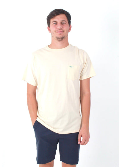 QSSS/SOUBRO GEN-Men's NATURAL / S Marlin Embroidered Short Sleeve Pocket Tee