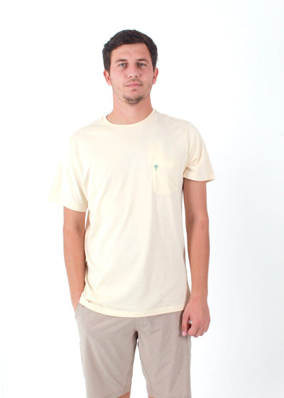 QSSS/SOUBRO GEN-Men's NATURAL / S Palm Embroidered Short Sleeve Pocket Tee