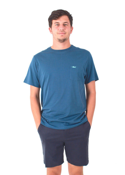QSSS/SOUBRO GEN-Men's NAVY / S Marlin Embroidered Short Sleeve Pocket Tee