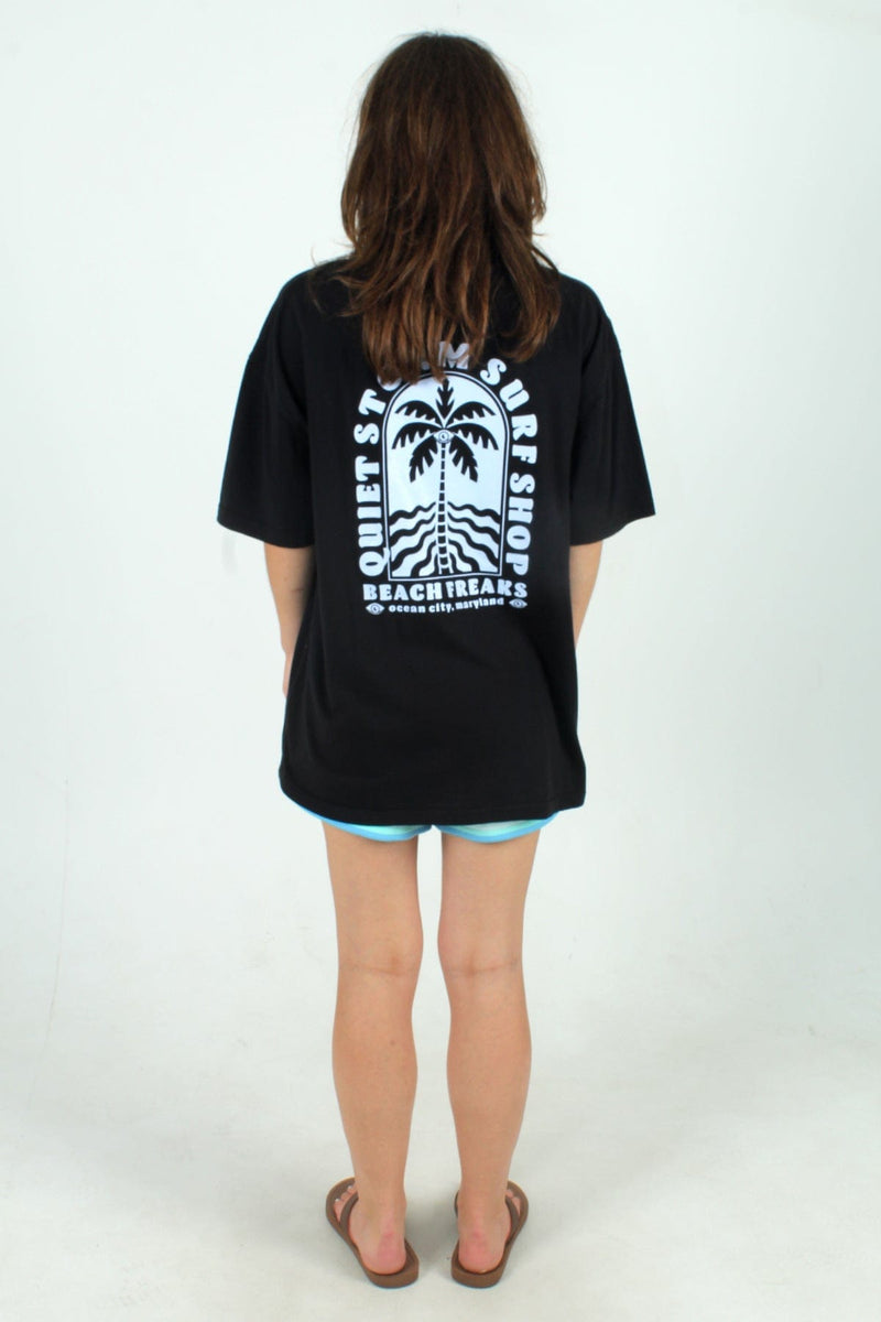 QSSS/WPRINT Womens BLACK / XS Palm View Oversized Short Sleeve Tee