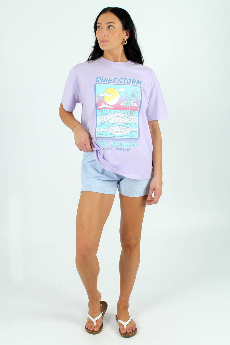 QSSS/WPRINT Womens PALE VIOLET HTH / XS Saltwashed Oversized Short Sleeve Tee