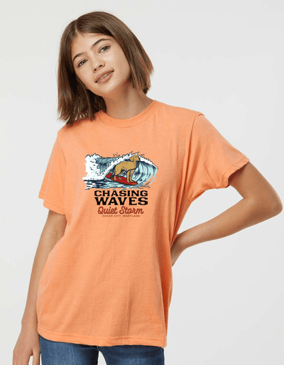 QSSS/YPRINT Kids HTHR CANTALOUPE / XS Youth Chasing Waves Short Sleeve Tee