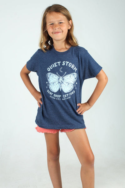 QSSS/YPRINT Kids HTHR DENIM / XS Youth Butterfly Short Sleeve Tee