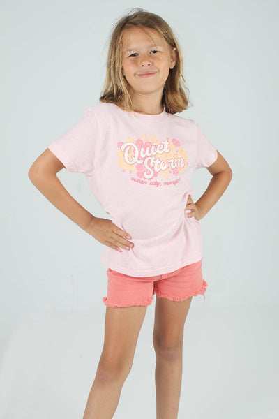 QSSS/YPRINT Kids PINK / XS Youth Hibiscus Short Sleeve Tee