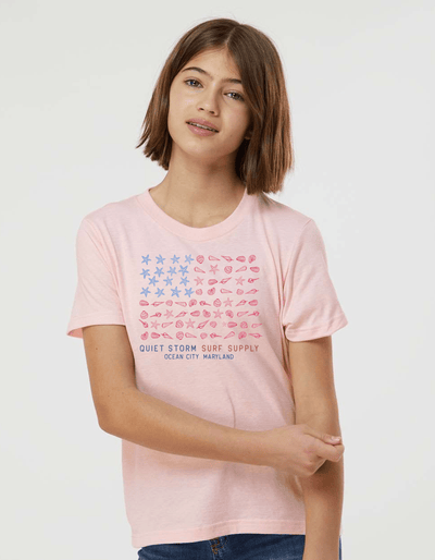 QSSS/YPRINT Kids PINK / XS Youth Shell Flag Short Sleeve Tee