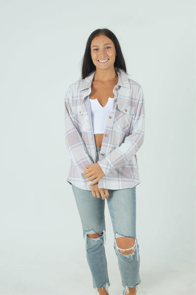 THRSUP GEN-Women's MAUVE BLUE PLD / S Weston Plaid Polar Jacket