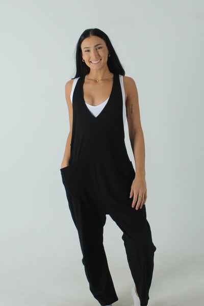 VERYJ GEN-Women's BLACK / S Casual Knit Jumpsuit