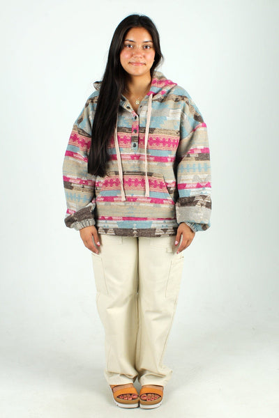 VERYJ GEN-Women's BLUE MIX / S Aztec Boxy Jacket