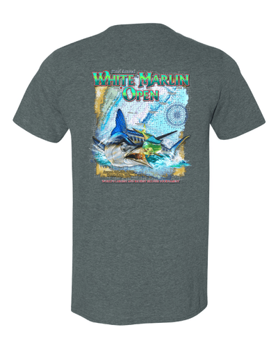 WHIMAR Unisex DARK HTHR / S 2025 White Marlin Open Short Sleeve Tee