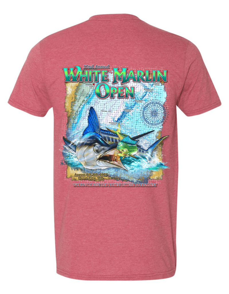 WHIMAR Unisex HTHR CARDINAL / S 2025 White Marlin Open Short Sleeve Tee
