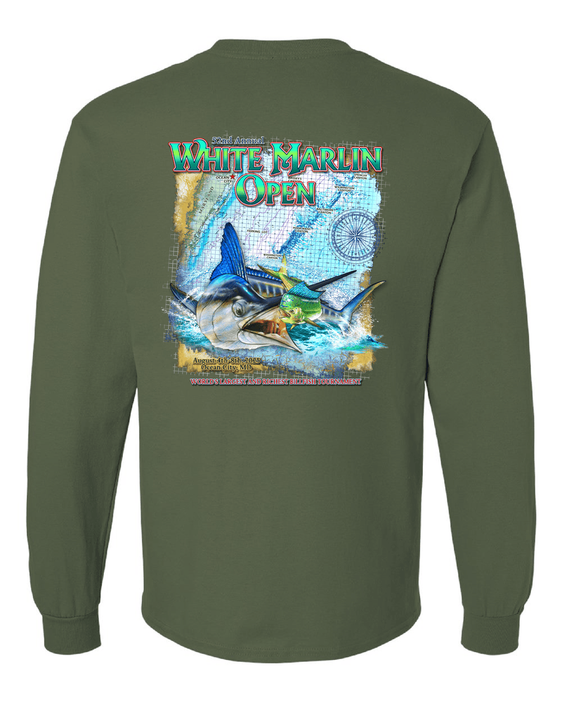 WHIMAR Unisex MILITARY GRN / S 2025 White Marlin Open Long Sleeve Tee