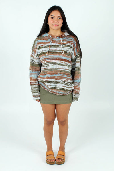 WISHLI GEN-Women's MOCHA/OLIVE / S Aztec Vibes Pullover Sweater