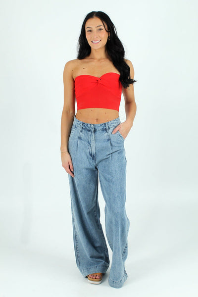 WORKSH GEN-Women's RED / S Date Night Twist Tube Top