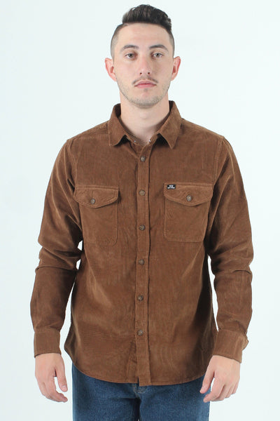 QSSS/CLOTHO GEN-Men's Classic Corduroy Button Front Shirt